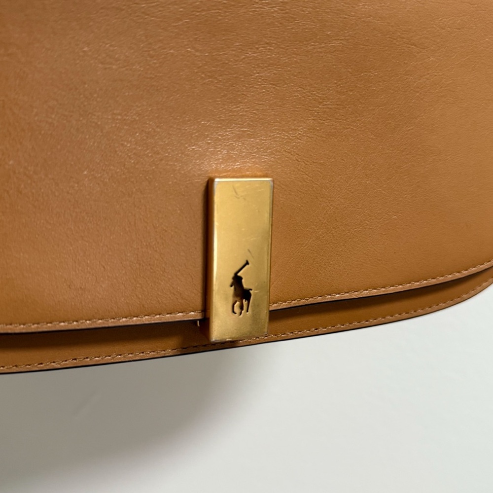 Polo Ralph Lauren Polo ID convertible leather clutch crossbody bag camel brown - Picture 2 of 15